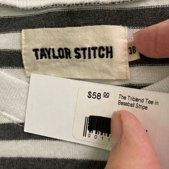 Taylor Stitch The Triblend Tee In Baseball Stripe Raglan Long sleeve mens 36 - Picture 5 of 6